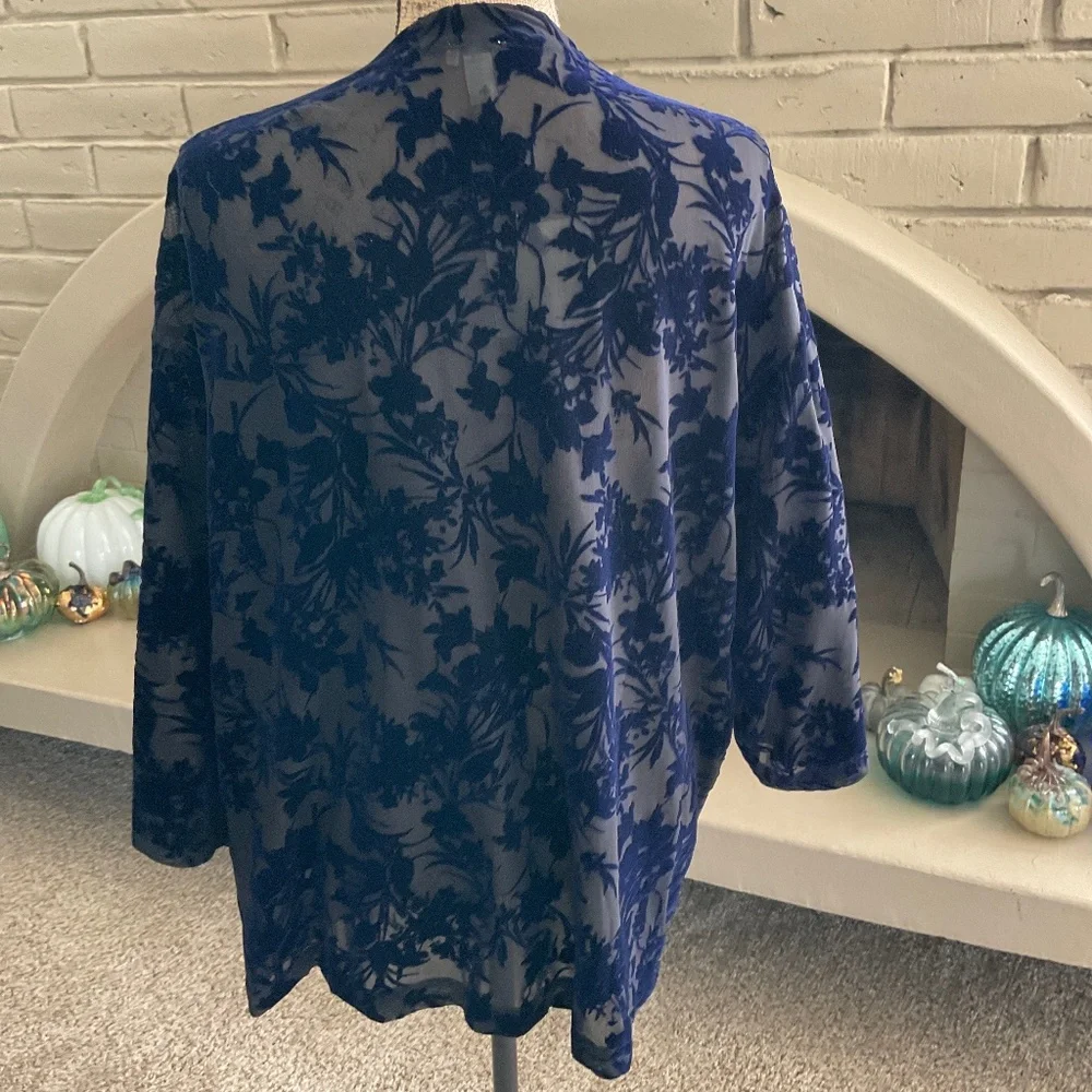 NWT Nordstrom Anthropologie Hinge navy burnout velvet Kimono boho Hippie Stevie